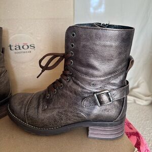 Taos Footwear Crave Bronze Combat Boots 10, 10.5 euro 41 moto leather urban